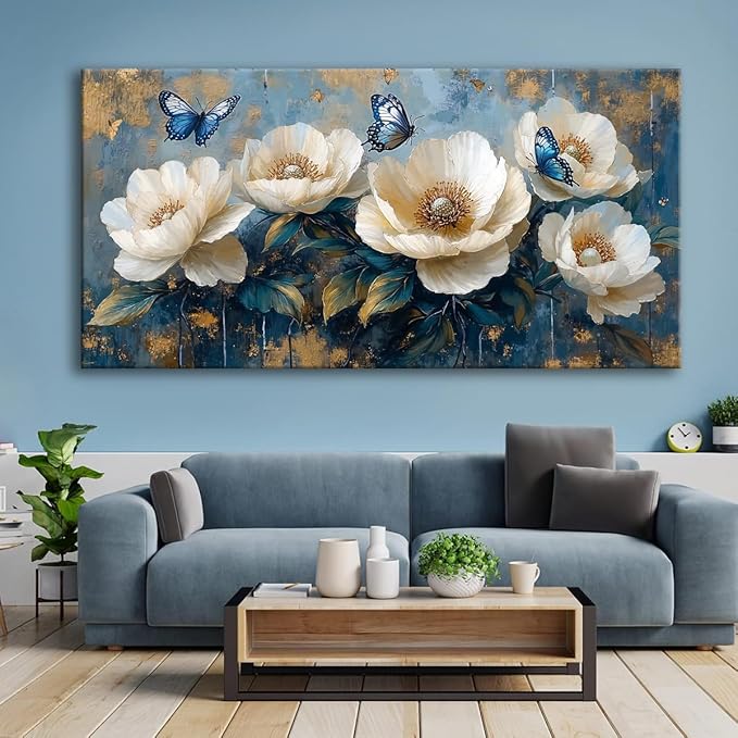 Flowers Canvas Wall Art - Modern landscape Paintings for Living Room, Bedroom Wall Decor, Framed Wall Art for Home or Office Decoration, Large Wall Art 60x120cm(24x48in)