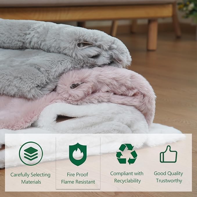 Latepis Fluffy Machine Washable Rug Grey Area Rugs 3X5 Soft Faux Rabbit Fur Rug for Living Room Furry Shag Rugs Fluffy Carpet for Bedroom Plush Nursery