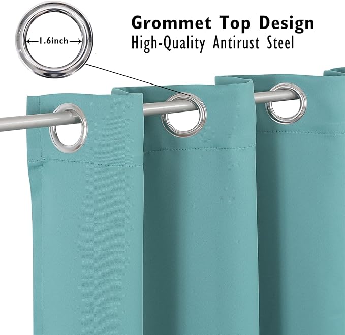 ChrisDowa Blackout Curtains 54 inches Long for Bedroom - 2 Panels Set Grommet Thermal Insulated Room Darkening Curtains for Living Room (Aqua, 38 x 54 Inch)