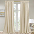 StangH Beige Velvet Curtains for Bedroom 100 inches Long, Soft Elegant Privacy Thermal Insulated Room Dividers for Living Room/Sliding Door Panels, W52 x L100, 2 Panels