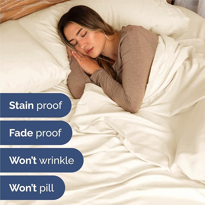 Cal King 6 Piece Sheet Set - Cooling, Comfy & Breathable - Hotel Luxury Bedding, Includes Fitted Sheet for Women, Men, Kids & Teens - 1 Flat, 1 Fitted Sheet, 4 Pillowcases w/Deep Pockets - Off White