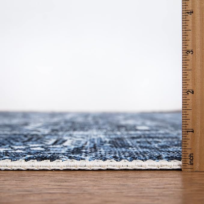 Bloom Rugs Washable Non-Slip 10x14 Rug - Blue Traditional Oriental Area Rug for Living Room, Bedroom, Dining Room, and Kitchen - Exact Size: 10' x 14'
