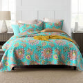 Cotton Bedspread Quilt Sets Reversible Bedding Coverlet Sets Comforter Paisley Floral Bedspread (Green Vintage Floral, King Size)