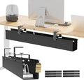 [Upgraded] 28.4" Under Desk Cable Management Tray, Orapoke Cable Management Under Desk No Drill, Large Fabric Cord Hider for Wire Organization, Cord Organizer Supports Up to 30lbs for Office, Home