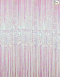 GOER 3.2 ft x 9.8 ft Metallic Tinsel Foil Fringe Curtains Party Photo Backdrop Party Streamers for Birthday,Graduation,New Year Eve Decorations Wedding Decor (2 Packs,Multicolor)