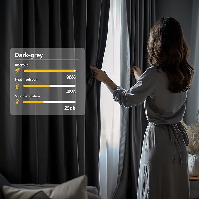 Room Divider Blackout Curtain Track Curtains Wall Dividers Panels Screen for Living Rooms Bedroom Office Privacy Partition Separation, W150 × L108 Inch,1 Panel, Grey