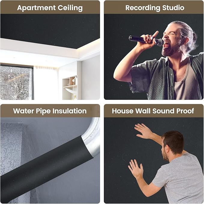 2 Pack High Density Self-Adhesive Sound Insulation Acoustic Closed Cell Foam, 11.6 sqft x 0.4in Thick, 50+kg/m³ Sound Proof Padding,Fire,Water Resistant Acoustic Treatment Foam