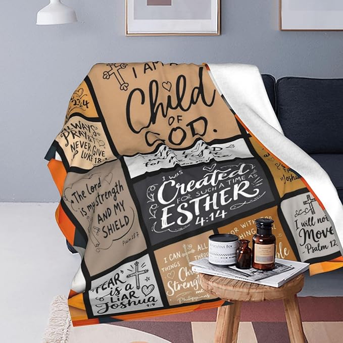Christian Gift for Women, Bible Inspirational Throw Blanket for Couch, Soft Flannel Blanket, 30"x 40" Prayers Blankets for Bedroom Sofa Living Christmas Halloween Decoration