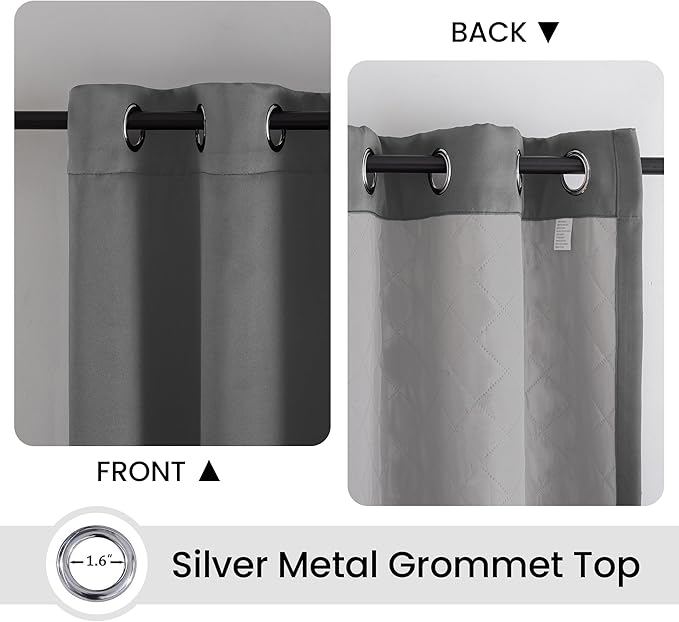 3-in-1 Layers Soundproof Curtains,Grommet Full Blackout Thermal Noise Dampening Curtains for Living Room, Bedroom(1 Panel,Grey,50" x96")