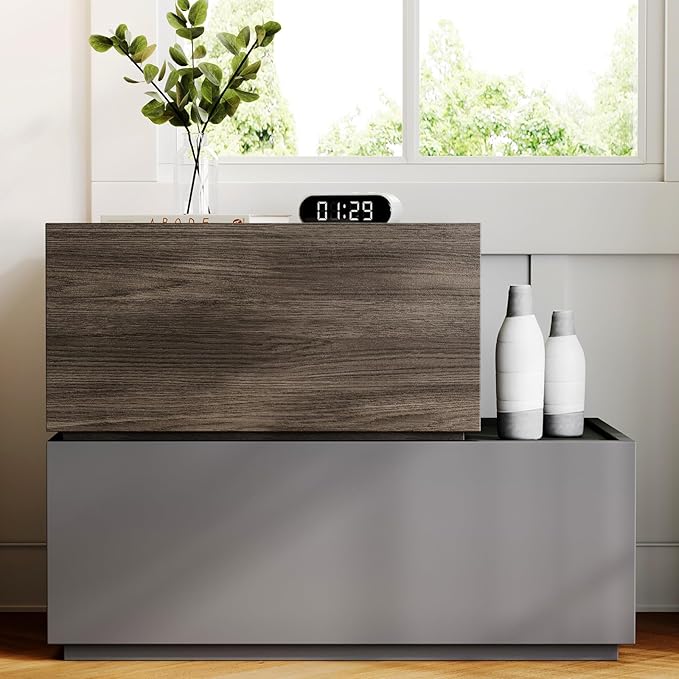 Modern Nightstand Modular Stackable Drawers Modular Storage Bedroom Furniture Set - Bedside Table, Storage Cabinet, Sofa End Table for Bedroom Living Room Hallway Entryway Grey Large