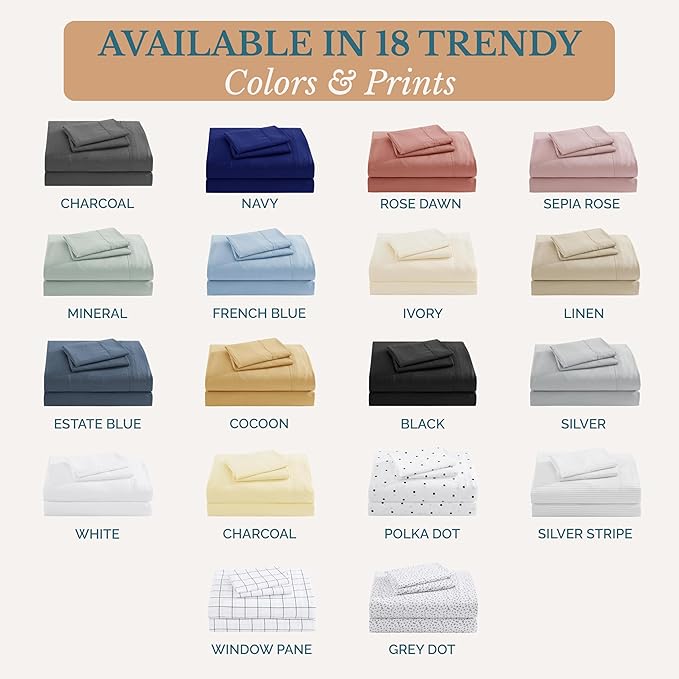 Casa Platino King Sheet Set – 4 Piece Hydro-Brushed Microfiber Bedding, Pre-Washed Ultra Soft Bed Sheets, Deep Pocket Fits up to 15", Cozy Sheets, Cooling Sheet Set for King Bed - Estate Blue