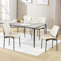 BV Mid Century Modern Dining Chairs Set of 4, Upholstered Pu Leather Armless Accent Chair with Walnut Bentwood Back, Retro Kitchen Chair for Dining Room, Living Room, Kitchen, Beige