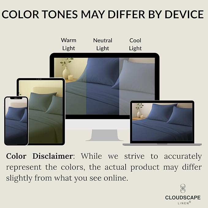 Cloud Scape Linen 100% Egyptian Cotton Sheets Full Size, 4 Pieces Luxury Bedding Set, 400 Thread Count,Hotel Quality, Silky Soft, Deep Pockets up to 17, Dark Denim