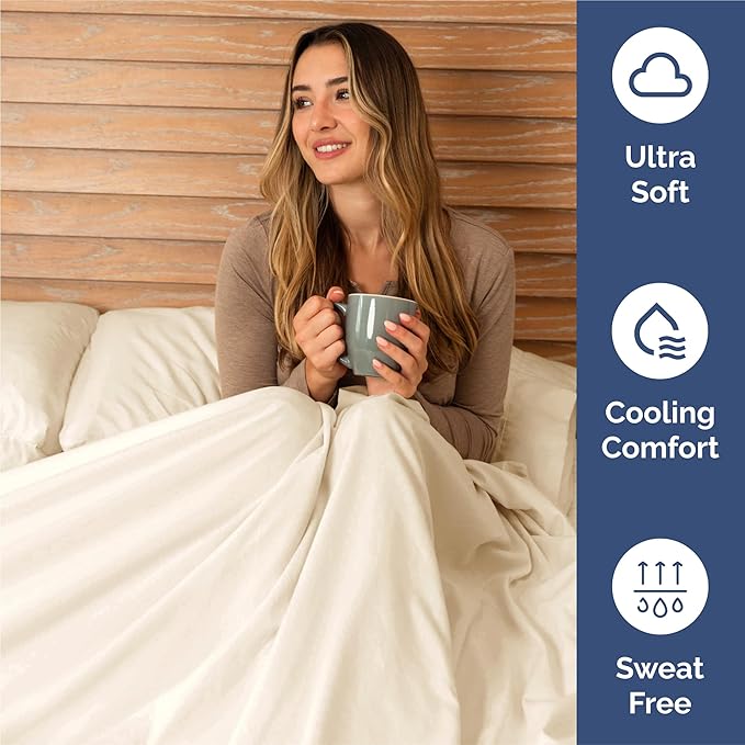 King 6 Piece Sheet Set - Cooling, Comfy & Breathable - Hotel Luxury Bedding, Includes Fitted Sheet for Women, Men, Kids & Teens - 1 Flat, 1 Fitted Sheet, 4 Pillowcases with Deep Pockets - Off White