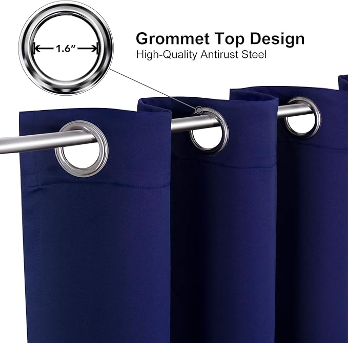 ChrisDowa Blackout Curtains 120 Inches Long 2 Panels Set for Living Room, Grommet Thermal Insulated Room Darkening Curtains for Bedroom (Navy Blue, 52 x 120 Inch)
