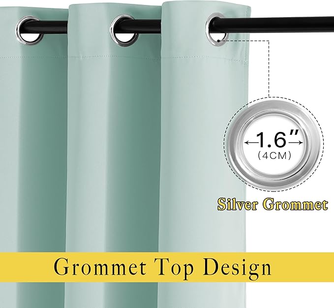 NICETOWN Blackout Aqua Blue Curtains 102 inches Long 2 Panels Burg, Grommet Thermal Curtains Light Blinds Room Darkening Window Treatments for Bedroom, 2 Panels, W52 x L102