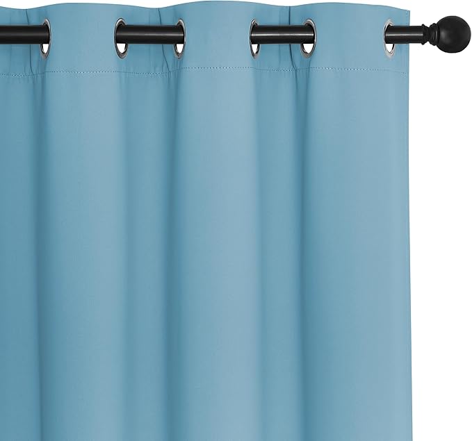 NICETOWN Blackout Curtain Panel 63 inch Long for Window - Thermal Insulated Solid Grommet Blackout Drape for Bedroom Living Room Kitchen (Single Panel, 52W x 63L, Sky Blue)