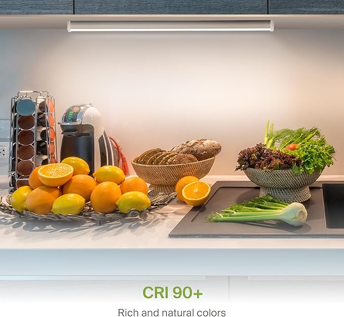 ASD 18 Inch LED Under Cabinet Lighting Plug in or Hardwired, High/Low/Off Switch, 8W 120V 3 CCT 2700K/3000K/4000K CRI90+, Triac Dimmable Linkable Under Counter Lights for Kitchen, ETL Listed, White