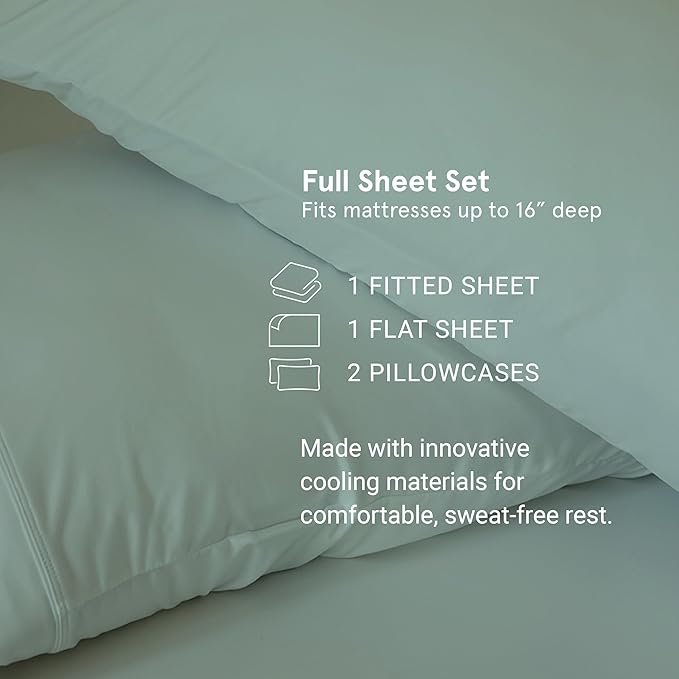 SHEEX - Original Performance Sheets Set (Full) Black - Cooling Sheets - Moisture Wicking - 1 Flat Cooling Sheet, 1 Fitted Cooling Sheet, 2 Pillow Covers - Wrinkle Free - Sleep Aid