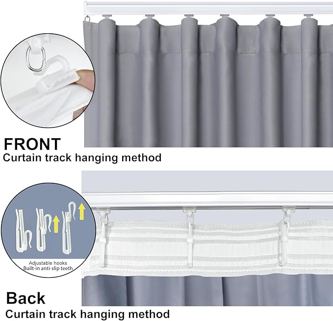 Room Divider Blackout Curtain Track Curtains Wall Dividers Panels Screen for Living Rooms Bedroom Office Privacy Partition Separation, W100 × L96 Inch,1 Panel, Light Grey