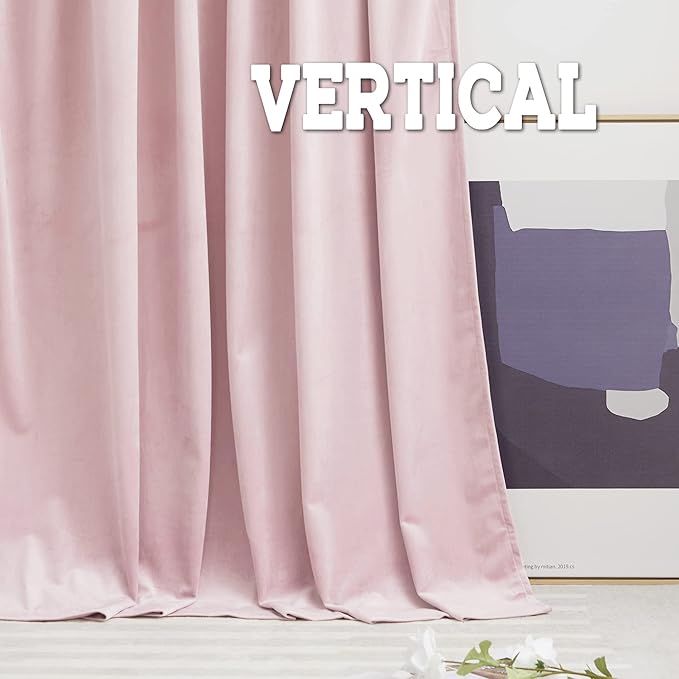 RYB HOME Velvet Curtains 72 inches Length, Back Tab & Rod Pocket Soft Fabric Curtains & Drapes for Home Office Attic Cafe Basement, Blush Pink, W 52 x L 72, 2 Panels Set