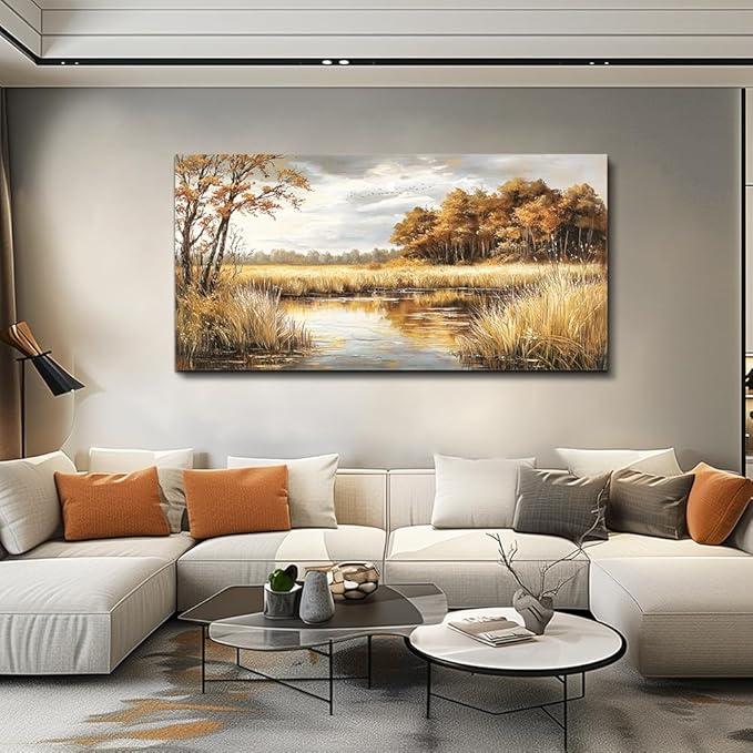 ERQINHUA Large Canvas Printing Picture Wall Decor Painting Wall Art For Living Room Dining Room Decoration Lake Surface Landscape Painting Farmhouse Bedroom Office Mural Artwork Home Decor 24x48 In
