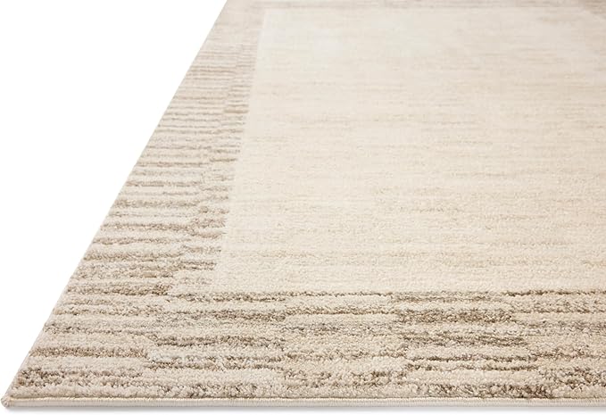 Loloi Chris Loves Julia Calvin Collection CLV-04 Ivory/Pebble 7'-10" x 7'-10" Round Area Rug Checkered Neutral Soft Living Room Bedroom Carpet