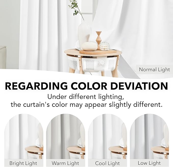Deconovo Total Blackout Curtains 2 Panels W52 x L95— 100% Blackout, Thermal Insulated, Back Tab, Machine-Washable Drapes, White