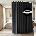 Room Divider Ceiling Mounted Curtains Track Sets Extra Wide Blackout Curtain Flexible Tracks for Bedroom Privacy Partition Separator, 1Panel Black Drape and White Rail, W10 x H10ft
