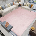Latepis 6x9 Light Pink Faux Rabbit Fur Living Room Washable Furry Non-Slip Rugs for Bedroom Floor Shaggy Large Area Rug for Nursery Boho Rug