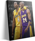 Kobe Bryant Canvas Wall Art Print Poster, Iconic Basketball Player Dual-Era Tribute Artwork, No. 8 and No. 24 Jersey Mamba Mentality Wall Decor for Home Gym Dorm Office Living Room, Framed 24x30inch