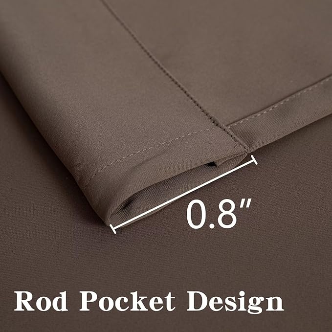 Blackout Curtains 96 Inch Length 2 Panels Set, Black Out Curtains for Bedroom 96 Inch Long, Rod Pocket Energy Saving Room Darkening Drapes for Living Room Window Khaki(W52 x L96)