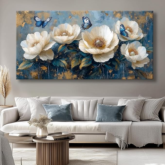 Flowers Canvas Wall Art - Modern landscape Paintings for Living Room, Bedroom Wall Decor, Framed Wall Art for Home or Office Decoration, Large Wall Art 75x150cm(30x60in)