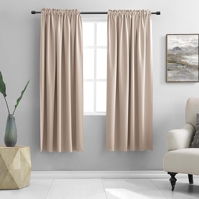 Warm Taupe Room Darkening Thermal Insulated Curtains Drapes for Nursery,Rod Pocket Blackout Curtains for Bedroom(2 Pieces,52 inches Wide by 63 inches Long)