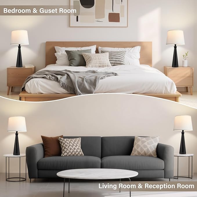 Seealle Single Modern Table Lamp - Touch Bedside Lamp for Nightstand with USB Dual C+A,3-Way Dimmable Black Nightstand Lamp for Living Room Bedroom End Table(Bulb Included)