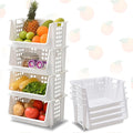 TidyFriend Medium Stackable Storage Bins for Pantry - 4 Pack, Stackable Bins For Organizing Food, Kitchen, and Bathroom Essentials (White)