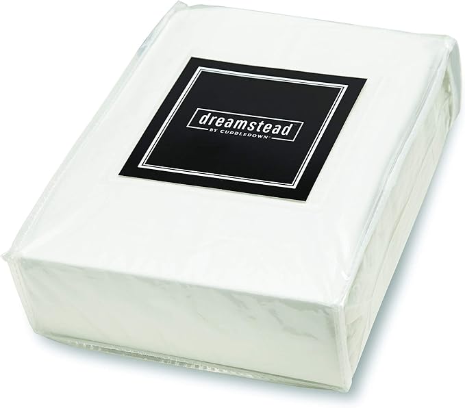 Cuddledown dreamstead King Bed Soft, Easy, 100% Cotton, Luxury Sateen, Set Includes Fitted, Flat Sheet and Pillowcase, White