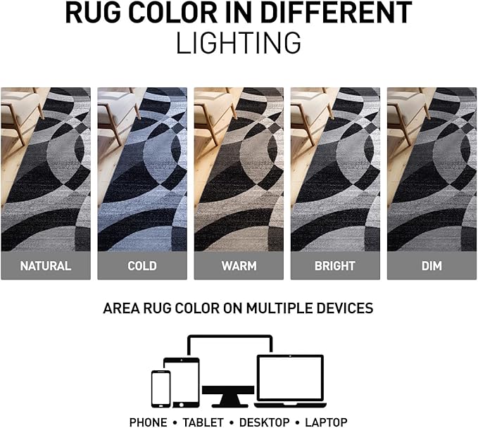 Rugshop Contemporary Abstract Circles Perfect for high Traffic Areas of Your Living Room,Bedroom,Home Office,Kitchen Area Rug 6'6" x 9' Gray
