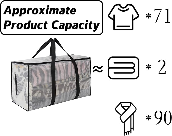 Heavy Duty 93L (24.5 Gallon) Stackable Storage Bins with Fully Openable Lids, Moving Bags Heavy Duty, Clear Plastic Totes for Moving Storage, Home Organization, Closet, Dorm Room 10 pack