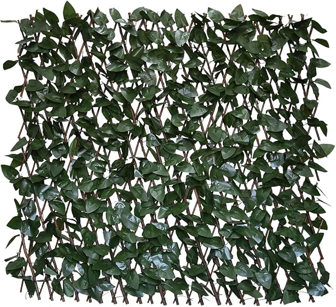 GLANT Expandable Fence Privacy Screen for Balcony Patio Outdoor,Decorative Faux Ivy Fencing Panel,Artificial Hedges (Single Sided Leaves) (4, Dark Green)