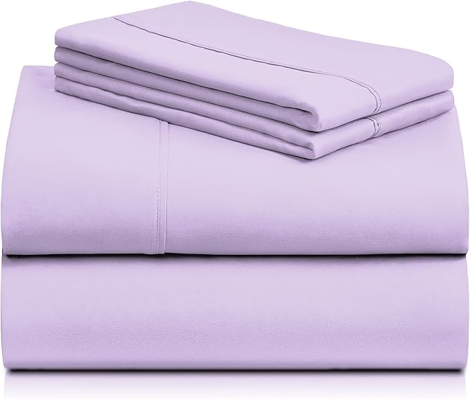 LuxClub 3 PC Twin Sheet Set, Deep Pockets Wrinkle Free Cooling Bed Sheets Hotel Bedding for Women, Men, Kids & Teens, Includes 1 Fitted Sheet, 1 Flat Sheet and 1 Pillowcase-Silky Soft Lavender