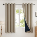 Blackout Curtains Thick Soft Curtain 2 Panels Set for Small Bedrooms/Children's Rooms, Linen-Look Textured Full Light Blocking Room Darkening Thermal Insulated Drapes (W52xL54, Natural)