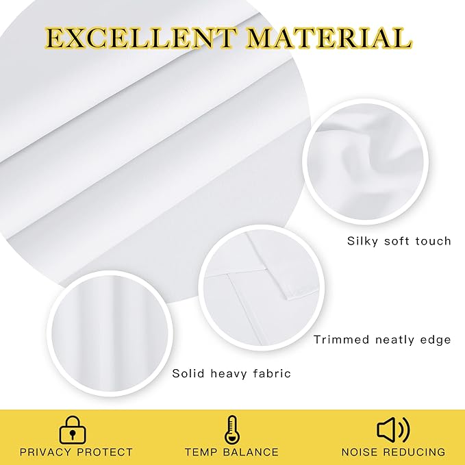 NICETOWN White Room Darkening Curtain 95 inches Long for Living Room - (50% Blackout) Grommet Top Thermal Insulated Window Treatment Sound Reducing Drape for Bedroom (1 Panel, W52 x L95)