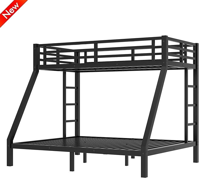 Higher Quality & Stronger Heavy Duty Metal Bunk Bed Frame Twin XL Over Queen Size for Adults Teens, Thickened More Stable Steel Bunkbed (Twin XL Over Queen)