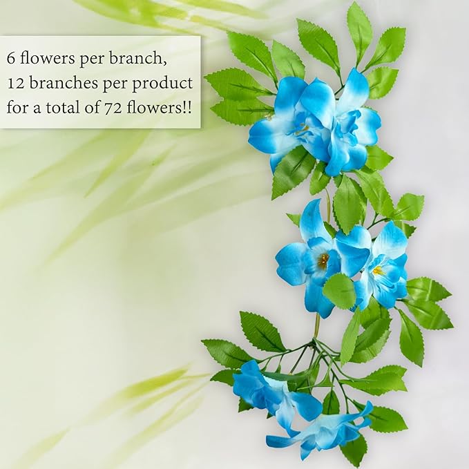 Sumery Expandable Fence Privacy Screen for Balcony Patio Outdoor,Decorative Faux Ivy Fencing Panel,Artificial Hedges (Single Sided Leaves) (4, Branches -Blue Fowers)