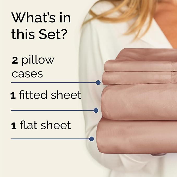 Twin 4 Piece Sheet Set - Cooling, Comfy & Breathable - Hotel Luxury Bedding, Includes Fitted Sheet for Women, Men, Kids and Teens - 1 Flat, 1 Fitted Sheet, 2 Pillowcases with Deep Pockets - Mauve