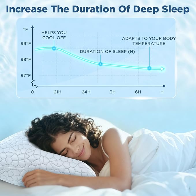 Cooling Bed Pillows for Sleeping 1 Pack Shredded Memory Foam Pillows Adjustable Cool Pillow