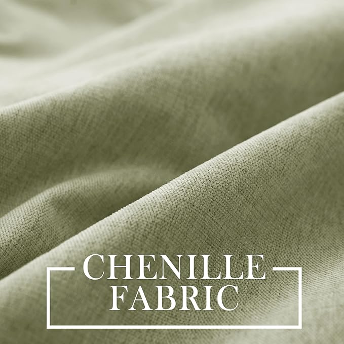 Macochico Extra Wide 100% Blackout Chenille Curtains 100" Wx96 L Thermal Drapes for Sliding Door Living Room Bedroom Auditorium Hotel Green Tint Curtains Grommet Top with Tieback Classic 1 Panel