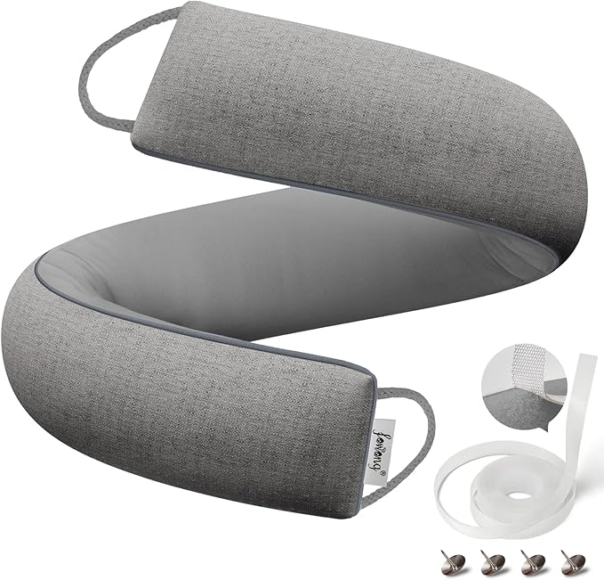fowong Door Draft Stopper 30 Inch Weighted Under Door Noise Stopper Soundproofing Draft Guard Wind Blocker with Hook Tapes for Easy Install, Grey