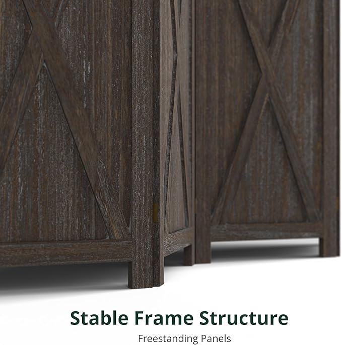 Cozy Castle Wood Room Divider, 3 Panels Folding Privacy Screen, 66.9'' Wall Divider, Barnwood Room Separator, Freestanding Partition, Temporary Wall for Decorative, Rustic Brown